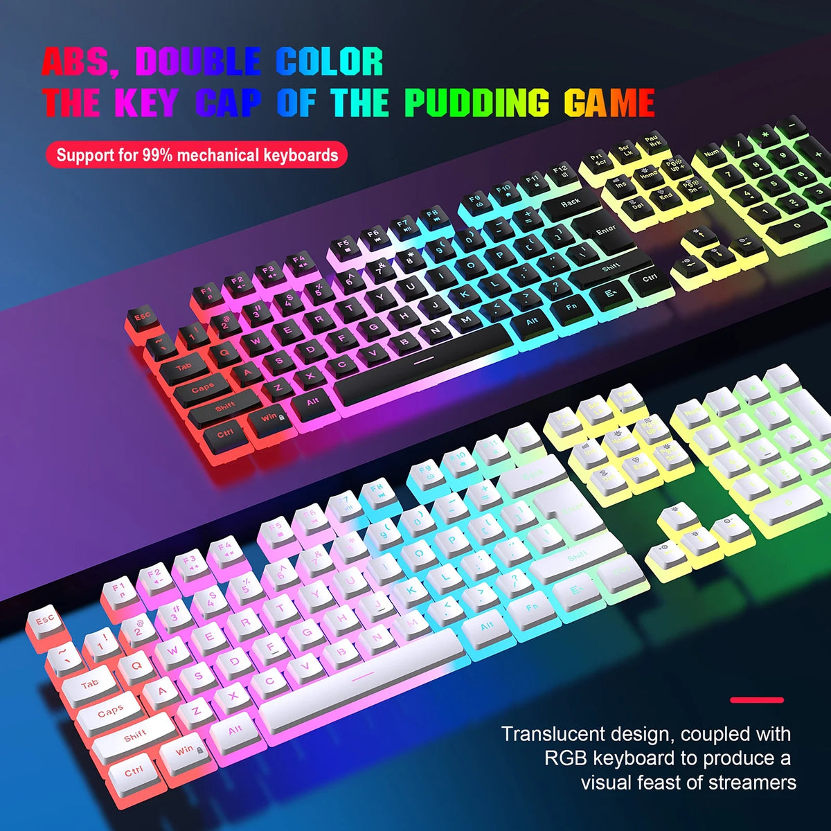RGB Backlit Mechanical Gaming Keyboard with ABS Pudding Keycaps Y4146