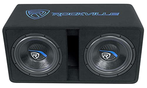 Dual 10" 2400w Car Subwoofers with Vented Sub Enclosure Box, 2 Ohm, Black X86071