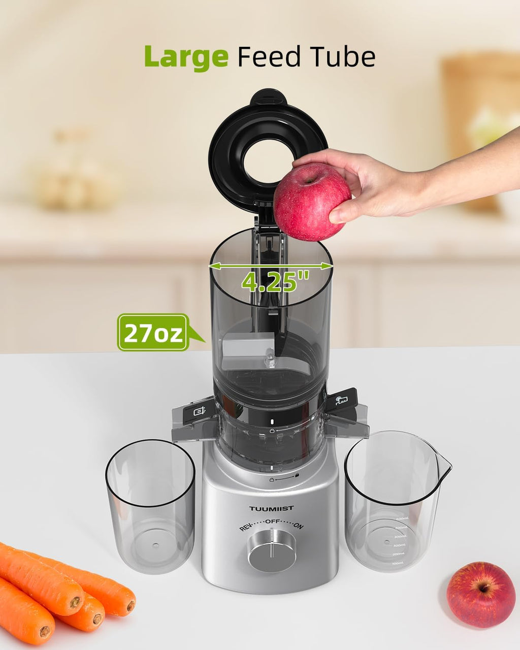 Cold Press Masticating Juicer with Large Feed Chute J724