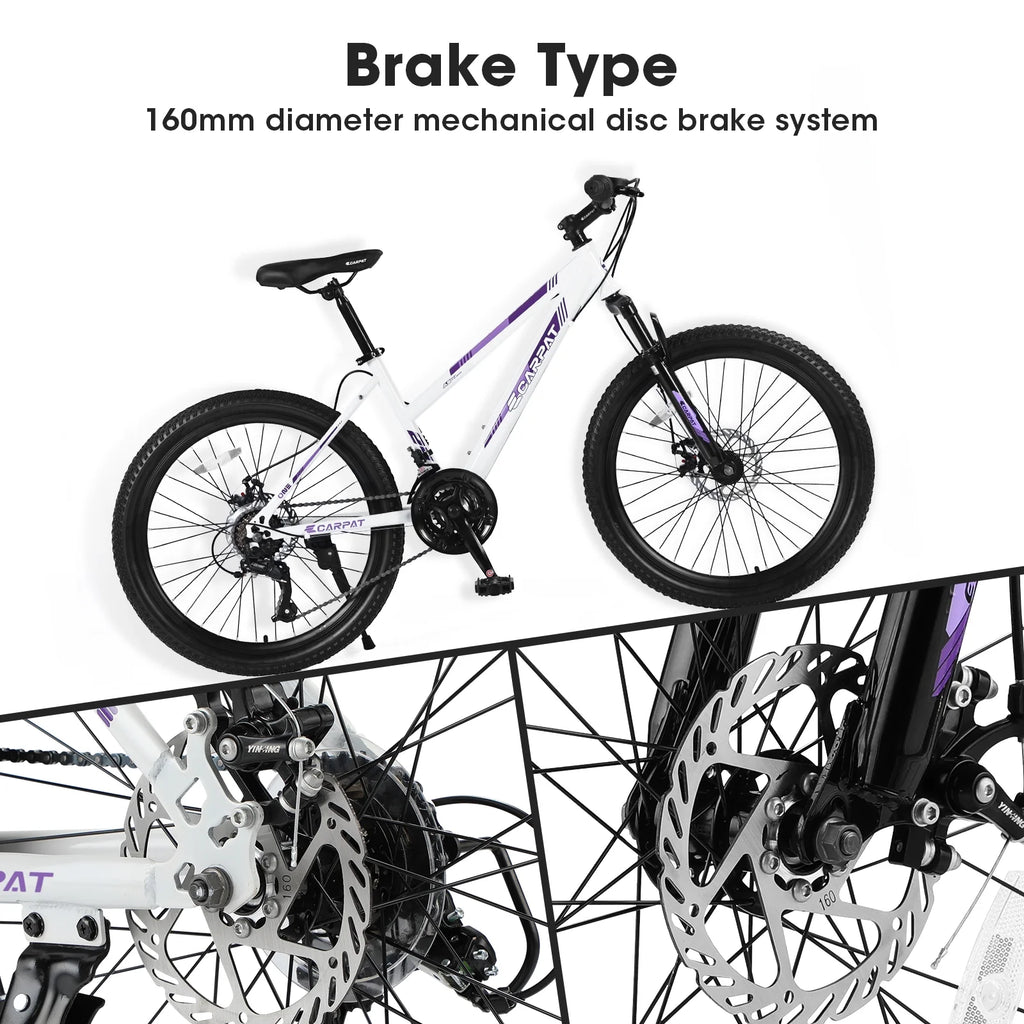 24 inch Mountain Bike with 21 Speeds Gear and Dual Disc Brakes G956