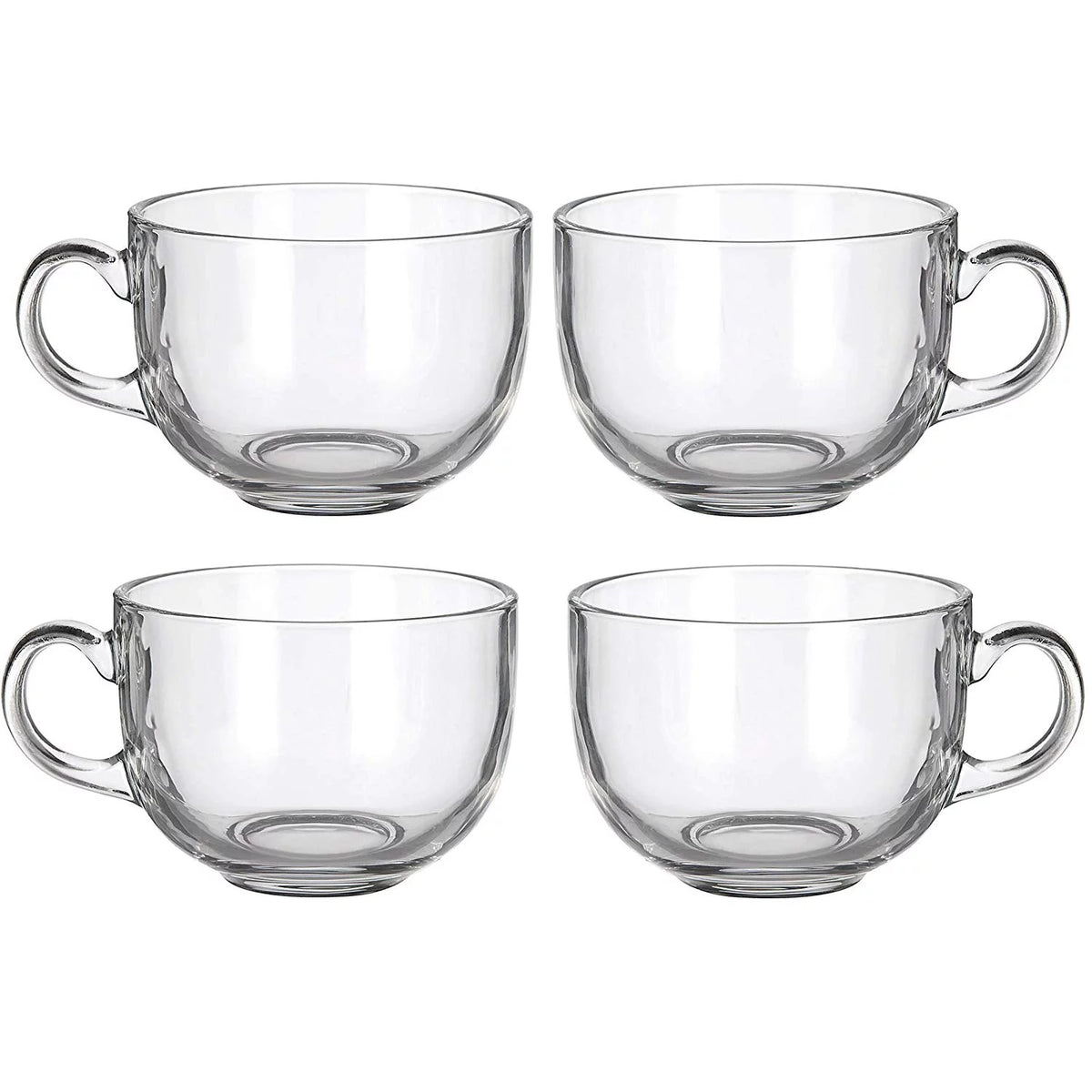 Set of 4 16oz Glass Mug with Handle E243