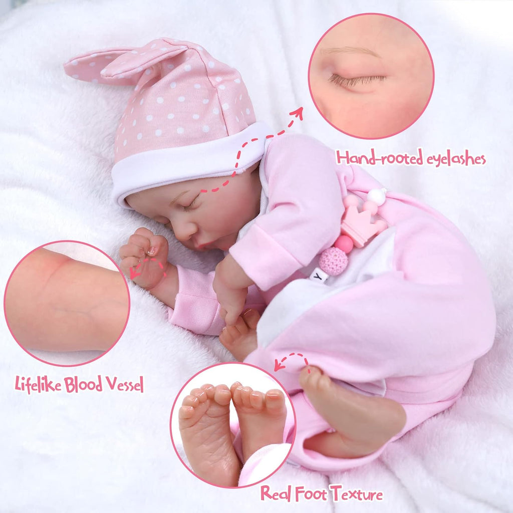 17-Inch Soft Cloth Body Realistic Newborn Sleeping Baby Doll L7869