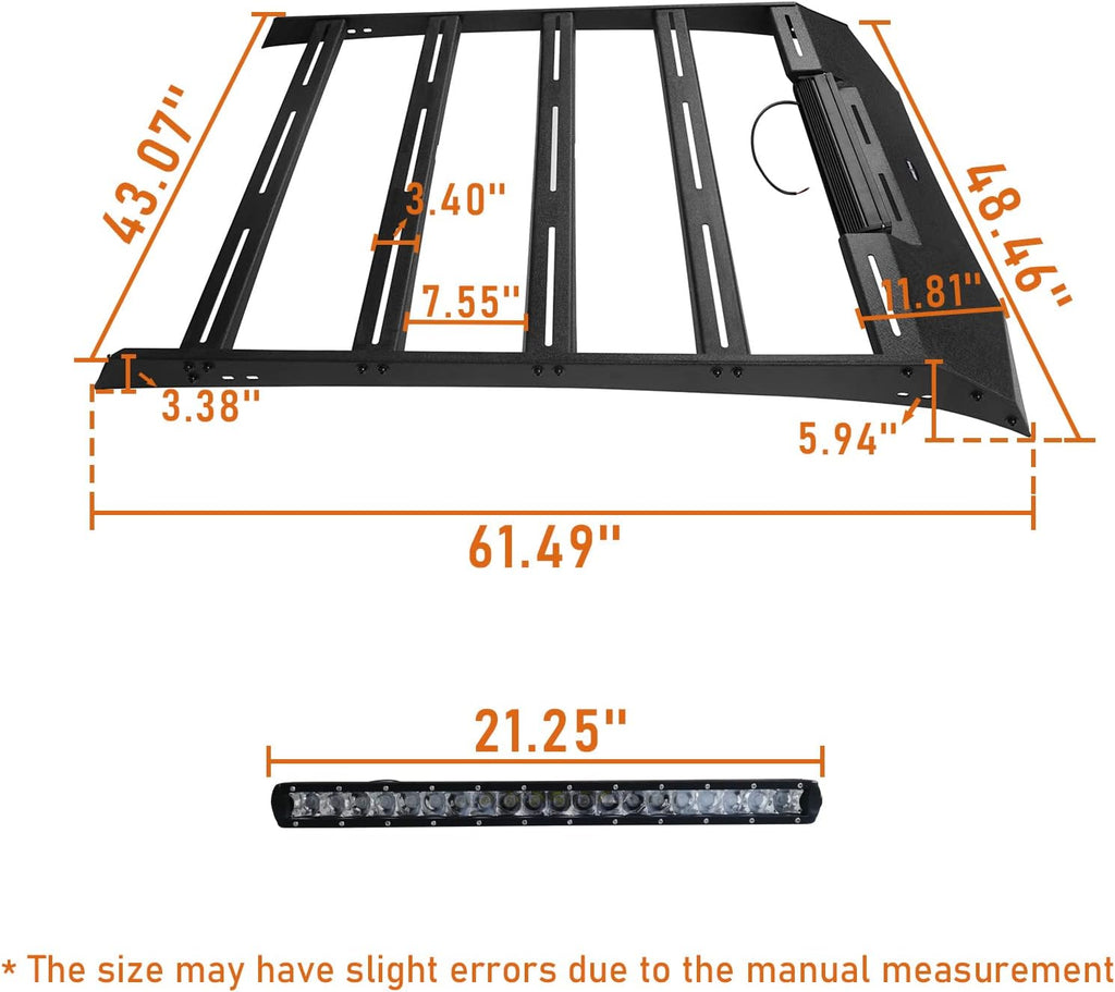 Roof Rack Basket Cargo Carrier with 100W LED Light Bar W579