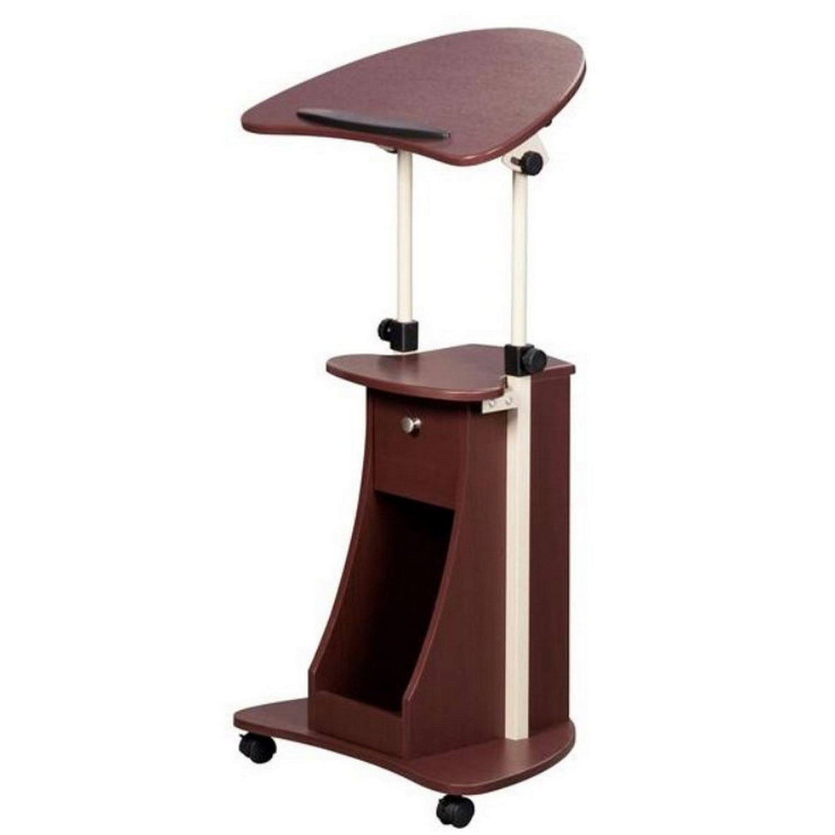 Rolling Adjustable Laptop Cart with Storage Black J8335
