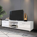White TV Stand with Storage Cabinet and Open Shelves S6669