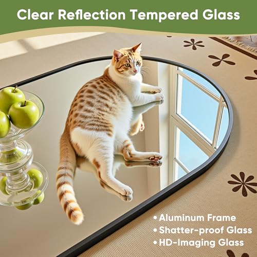 Black 78" Oversized Arched Full Length Floor Mirror with Stand H8087
