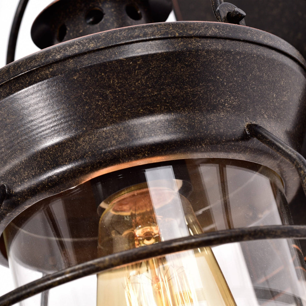 1-Light Oil Rubbed Bronze Outdoor Wall Lantern Sconce with Clear Glass M320