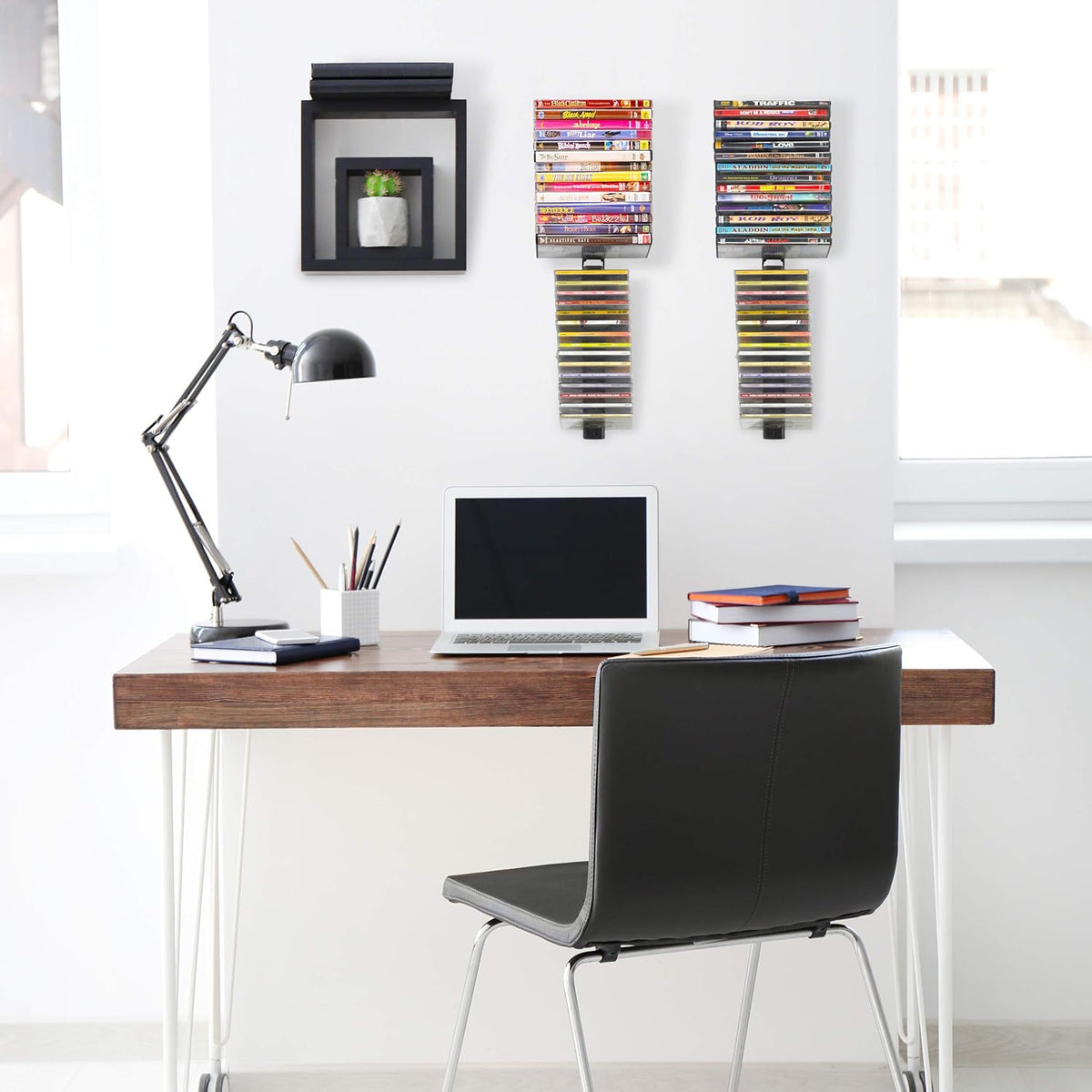 Black 4-pack Wall-Mount Media Storage Rack S23634
