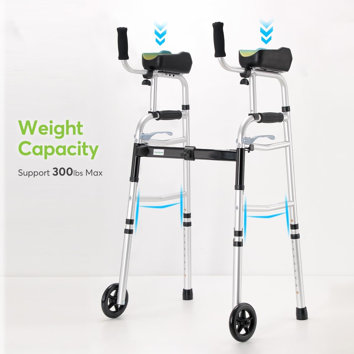 Folding Walker with 5’’ Wheels and Removable Padded Armrests L6084