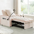 Black Velvet Convertible Single Sleeper Sofa with 3 Level Adjustable Backrest O5241