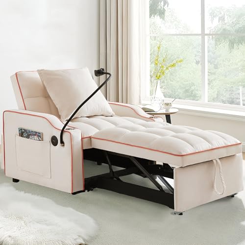 Black Velvet Convertible Single Sleeper Sofa with 3 Level Adjustable Backrest O5241