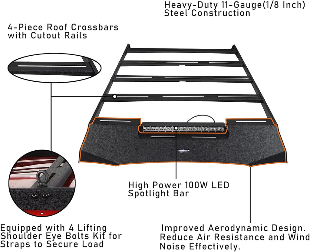 Roof Rack Basket Cargo Carrier with 100W LED Light Bar W579