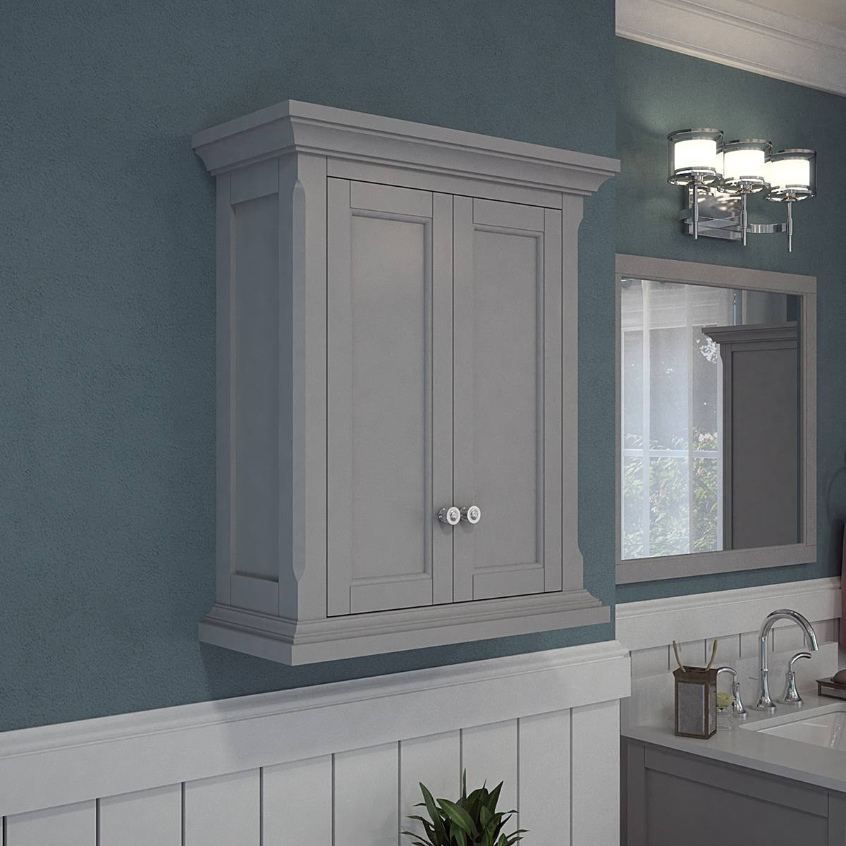 Light Gray Bathroom Wall Cabinet N6216