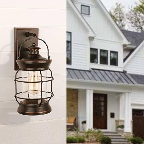 1-Light Oil Rubbed Bronze Outdoor Wall Lantern Sconce with Clear Glass M320