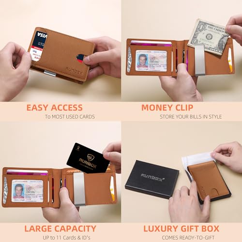 Slim Leather RFID Blocking Bifold Wallet O765299