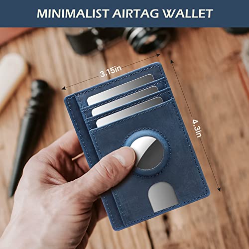 Slim Minimalist Crazy Horse Leather Airtag Card Wallet (Black) L44716