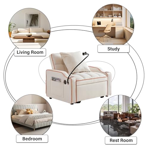 Black Velvet Convertible Single Sleeper Sofa with 3 Level Adjustable Backrest O5241