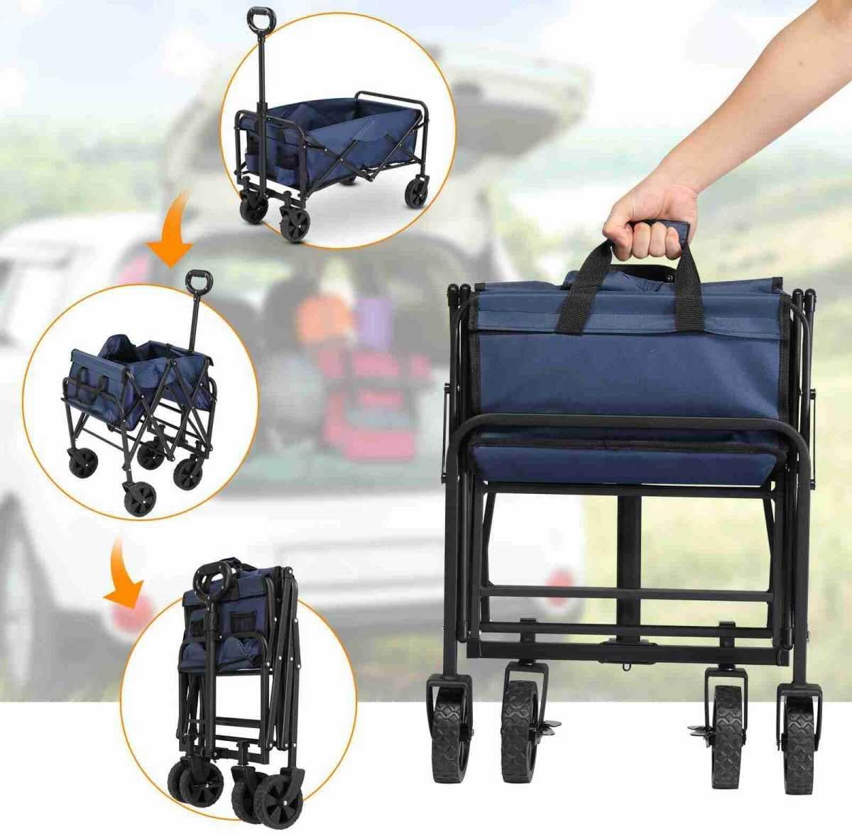 Blue Heavy Duty Folding Wagon with All Terrain Wheels P49282