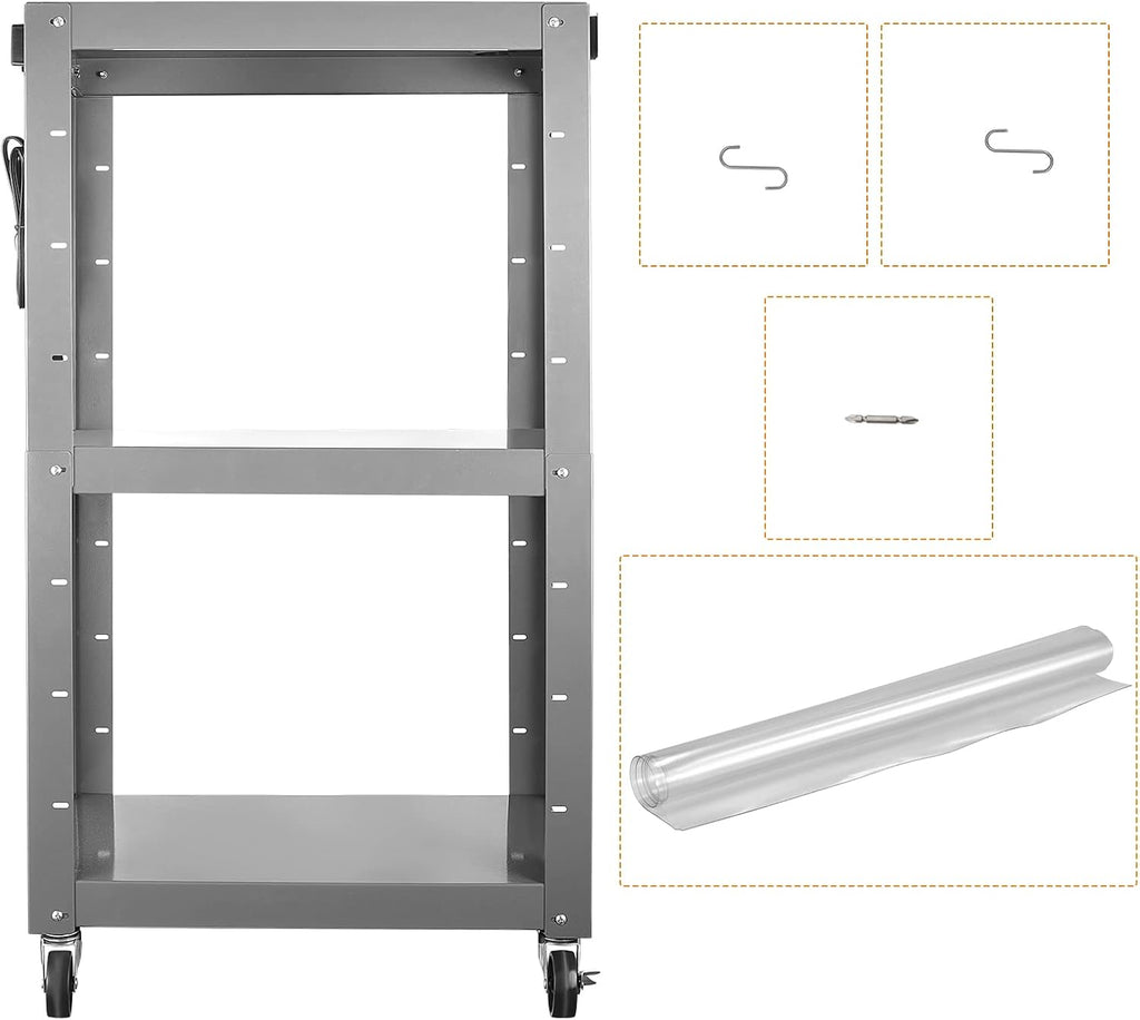 Steel Height Adjustable Media Cart with Outlets G288