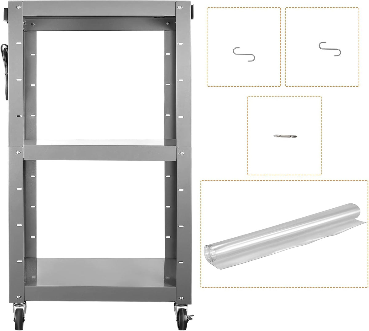 Steel Height Adjustable Media Cart with Outlets G288