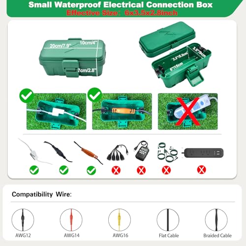Small Weatherproof Electrical Connection Box (6 x 3.5 x 2.8 inch), Black T86118