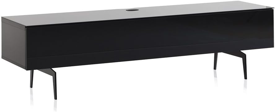 Black Wood and Glass TV Stand with Metal Legs E188