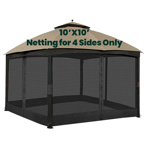 Black 10' x 10' 4-Panel Mosquito Netting with Zippers O61994