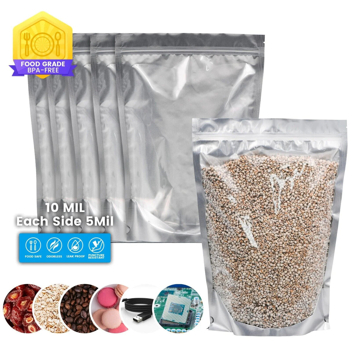 1 Gallon 60pcs Smell Proof Mylar Bags with Clear Window Z4504