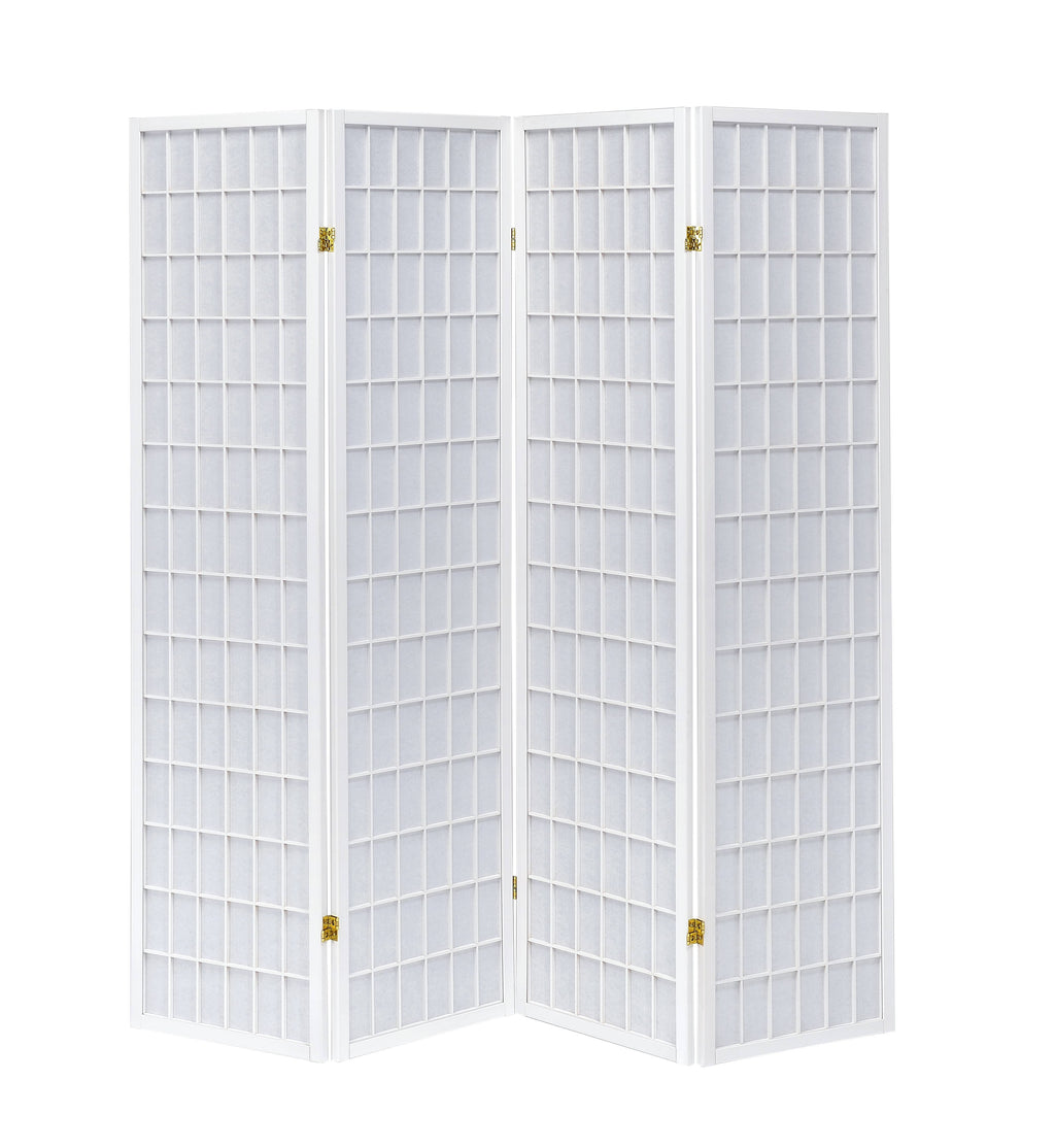 Antique White Four Panel Folding Screen C40064
