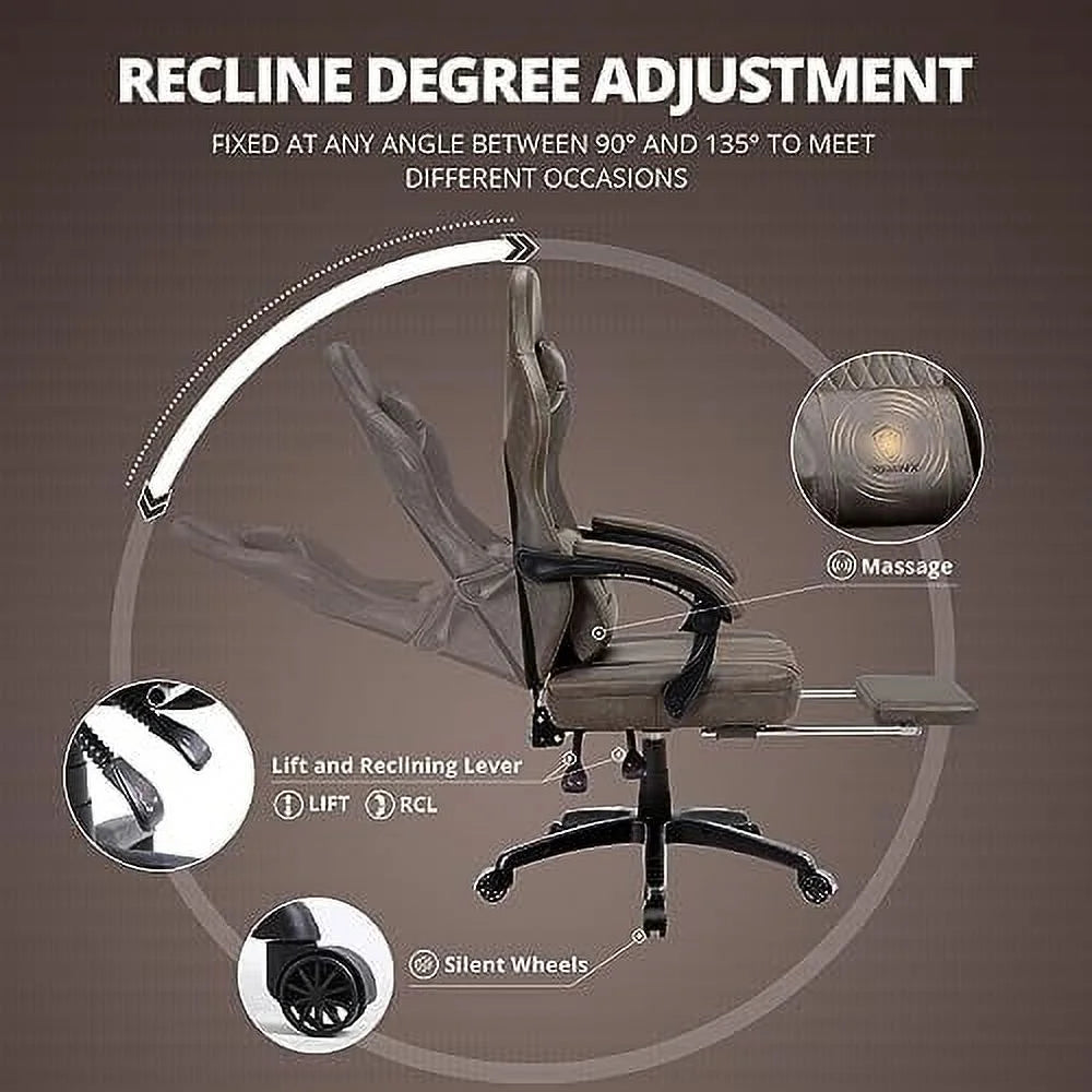 Black Ergonomic Gaming Chair with Footrest W996