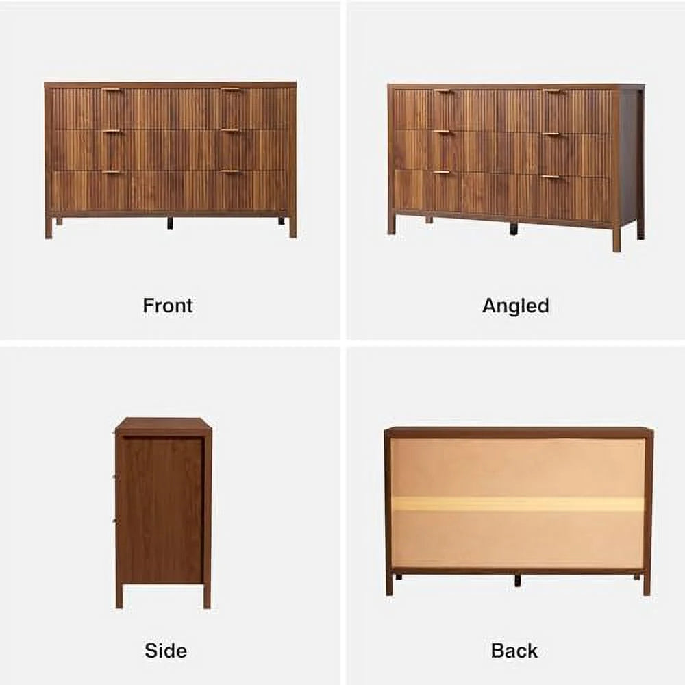 6 Drawer Double Dresser with Fluted Panel B17512