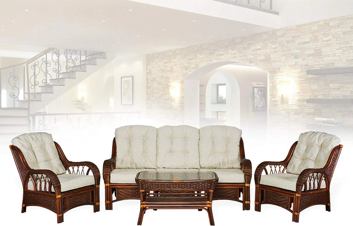 Rectangular Coffee Table Dark Walnut Natural Rattan X277
