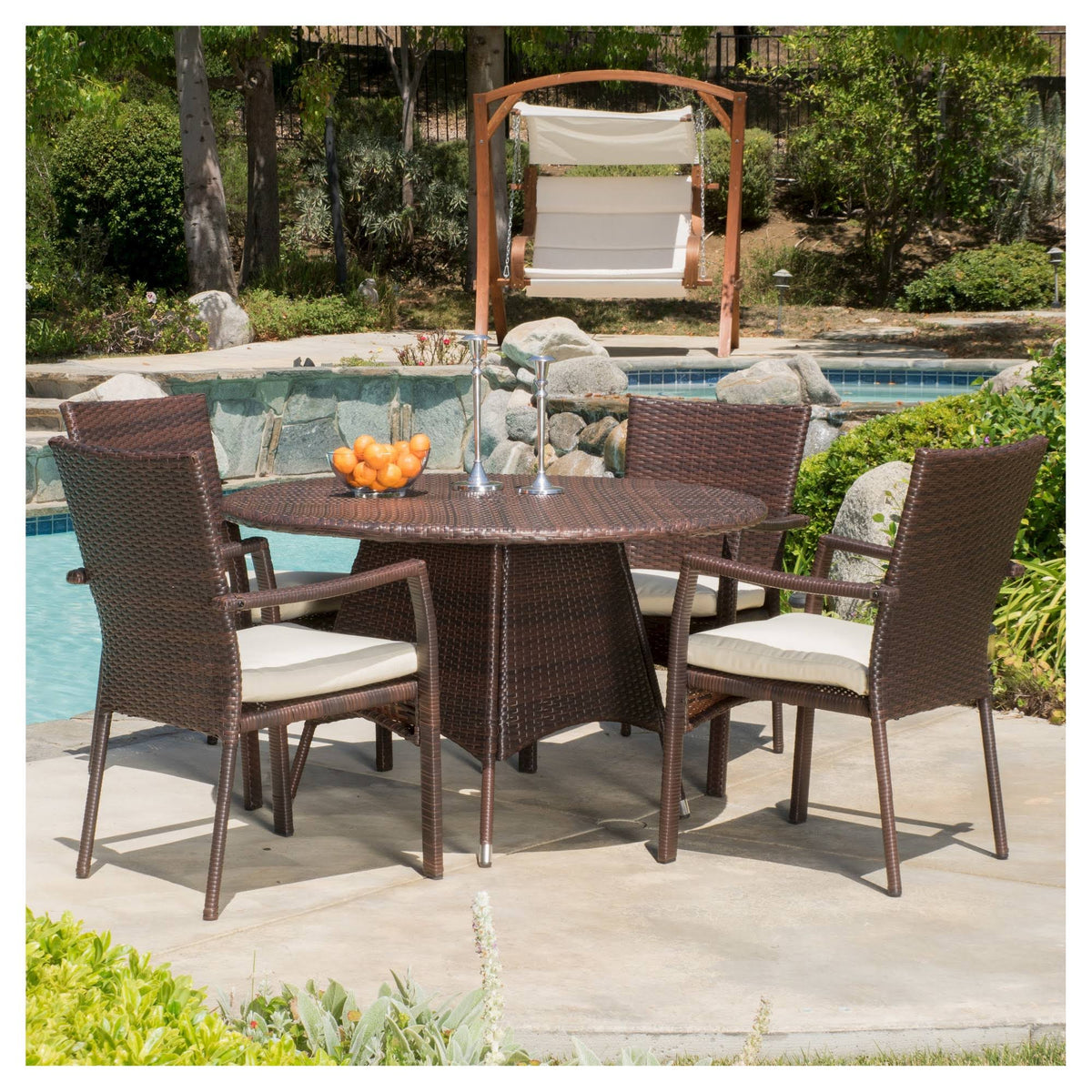 5 Piece Wicker Patio Dining Set P3556