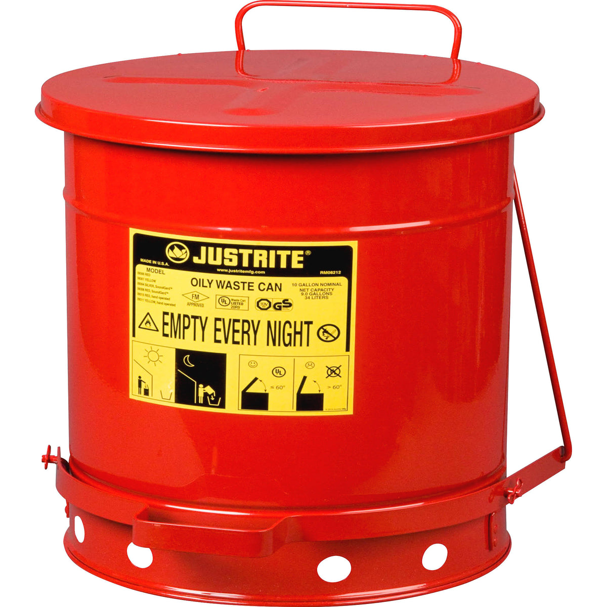 10 Gallon Red Oily Waste Can U603