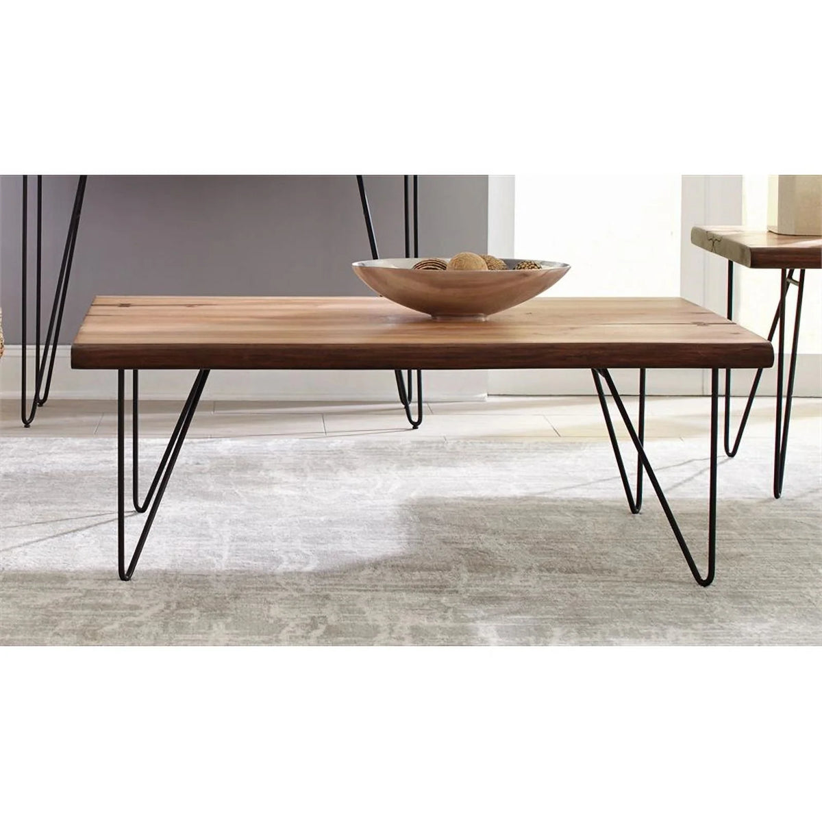 Mid-Century Wood Coffee Table with Hairpin Legs B934873