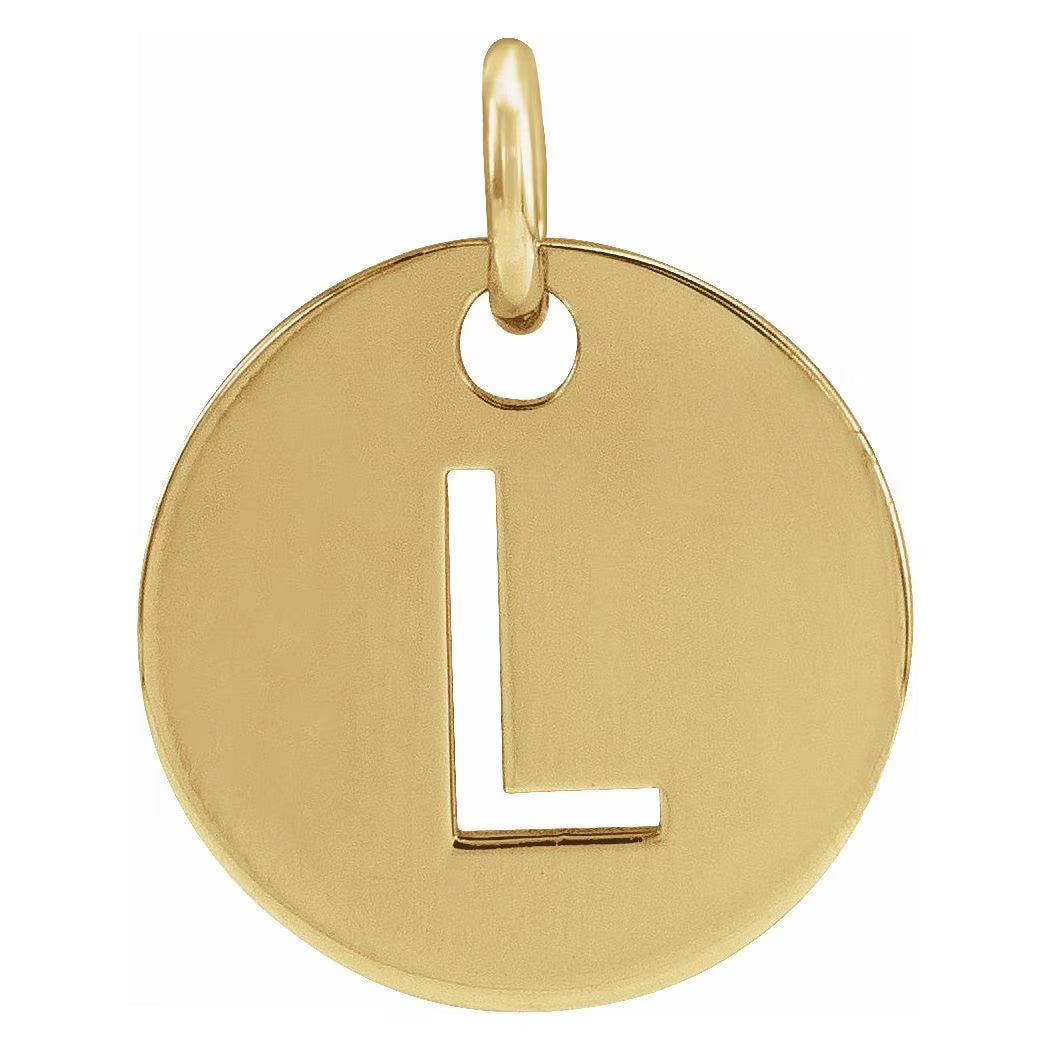Polished 10mm Initial Disc Pendant Necklace S80688