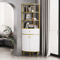 White Wooden Corner Bookshelf with 1 Drawer and 2 Doors C547