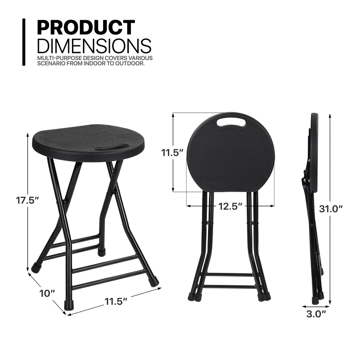 7 Pieces 5 FT Folding Round Table and Chair Set Black J659756