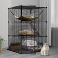 Indoor Cat Cage with Extra Large Hammock for Multiple Small Animals, 28"L x 28"W x 41"H, Black M924