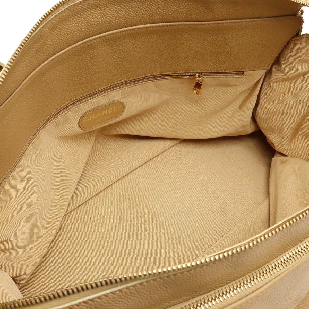 Pre-Owned Beige Caviar Skin Tote Bag P7502