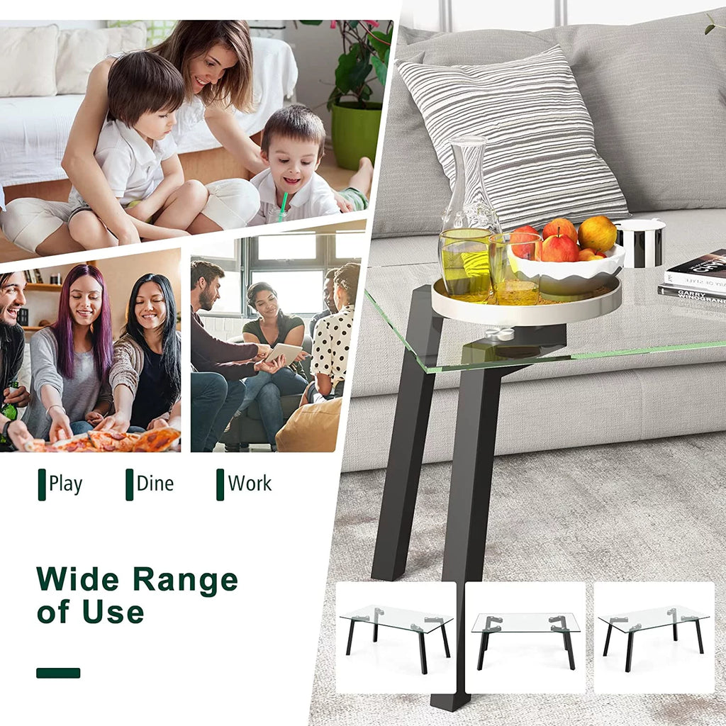 Tempered Glass Coffee Table with Metal Frame T9812