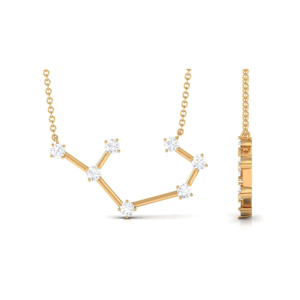 10K Yellow Gold Moissanite Zodiac Sagittarius Constellation Necklace L696