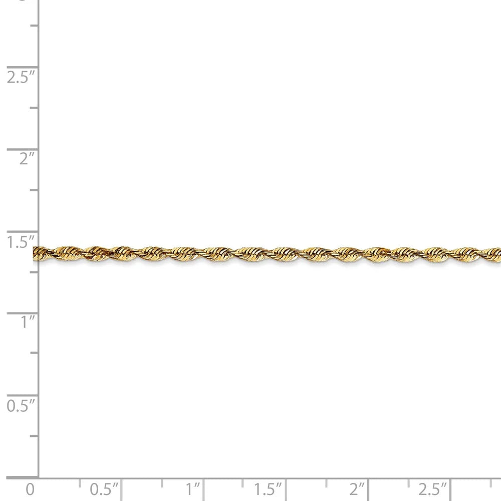 14kt Yellow Gold 2.25mm Diamond Cut Rope Chain 24 inch Lobster Clasp P113