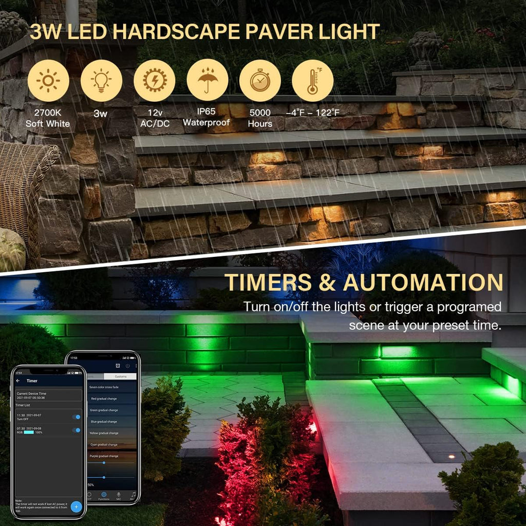 4-Pack 1.5W 7 Inch IP65 Waterproof Step Light, 12V Low Voltage AC/DC, Soft White 2700K B1741