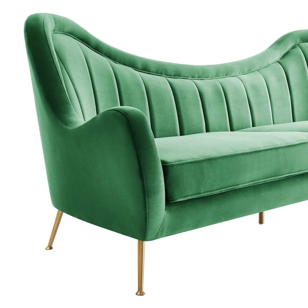 Emerald Channel Tufted Performance Velvet Sofa H43249