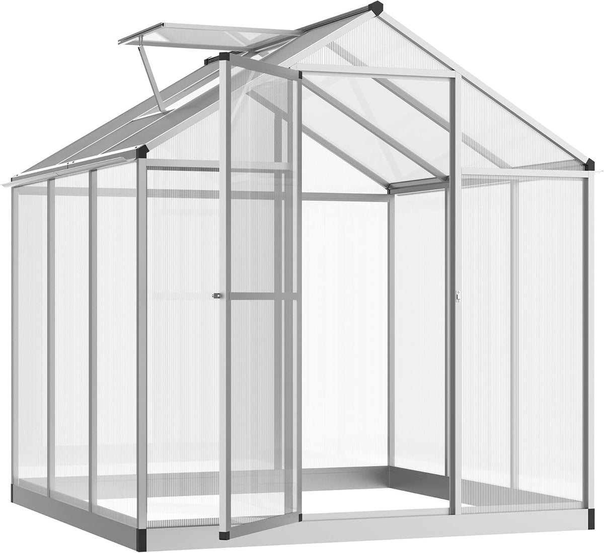 Walk-in Polycarbonate Greenhouse with Roof Vent T59185