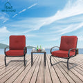 Black & Red 3-Piece Outdoor Patio Set with 2 Rocking Chairs and Bistro Table O124