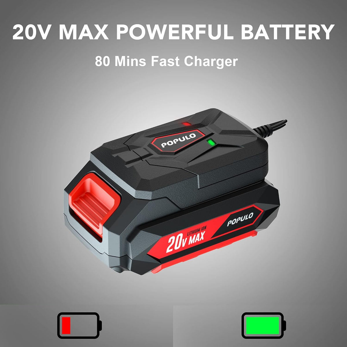 20V Cordless Leaf Blower with 2.0Ah Battery and Fast Charger U55837