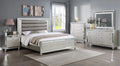 4pc Queen Size Upholstery LED Bed Dresser Mirror Nightstand Wooden Furniture Set H92766