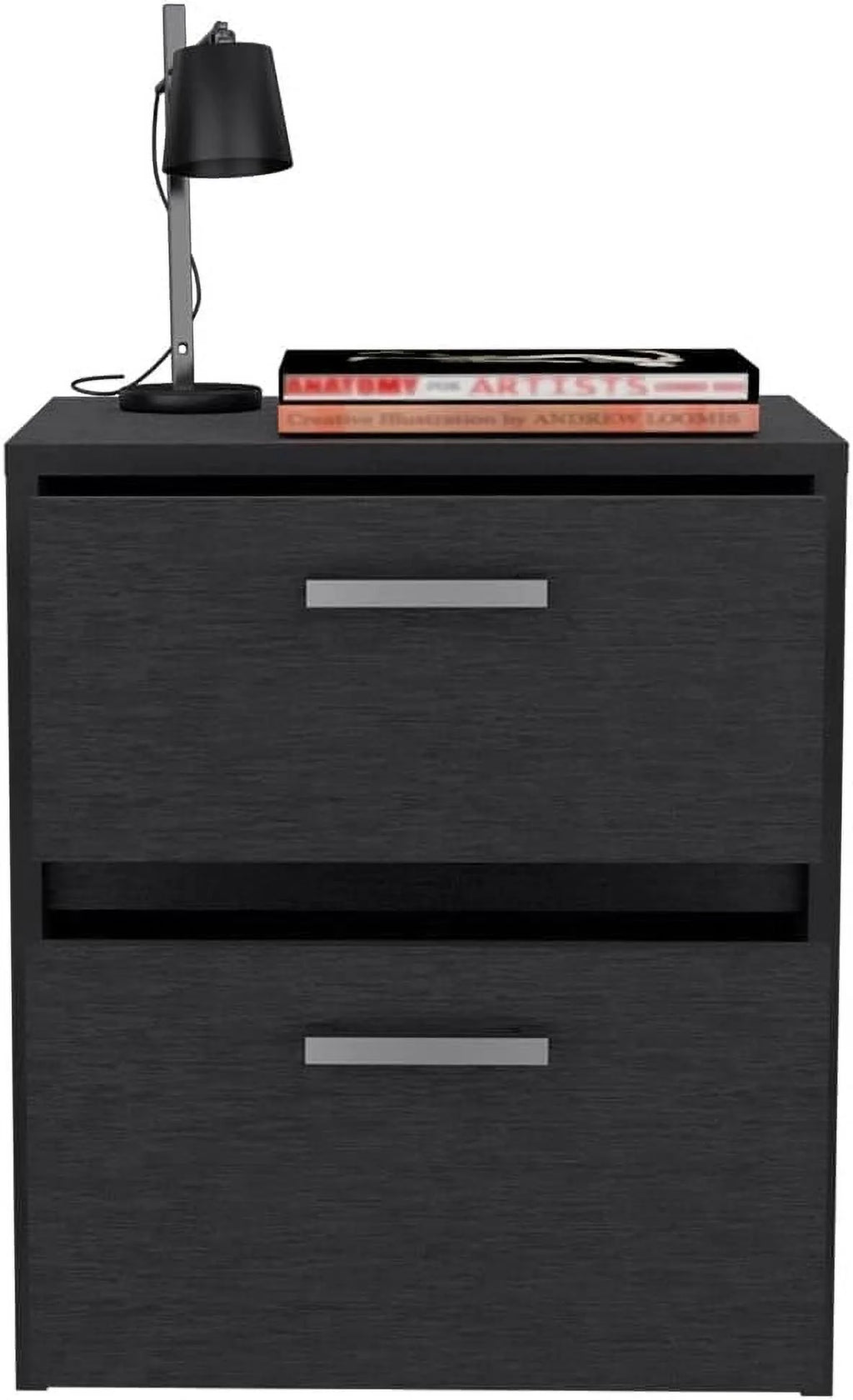 Black Two Drawers Nightstand O253
